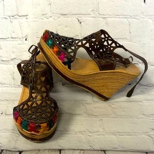 Leather - Spanish Style Wedge Shoes - US 6.5